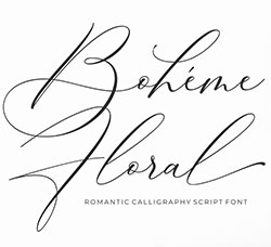 美工钢笔书法连笔字体：Boheme Floral